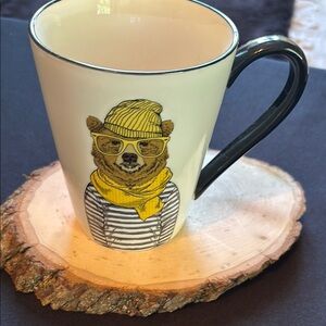 Stylish Bear Design Mug - Black and Yellow